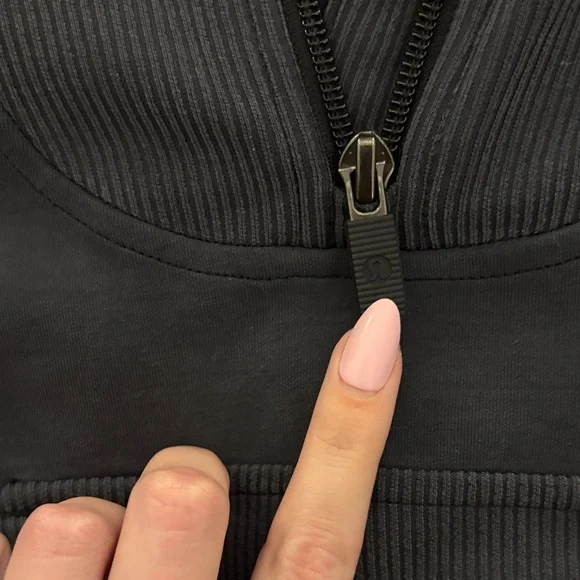 Lululemon Black Brushed Softstreme Ribbed Half Zip - Picture 10 of 12